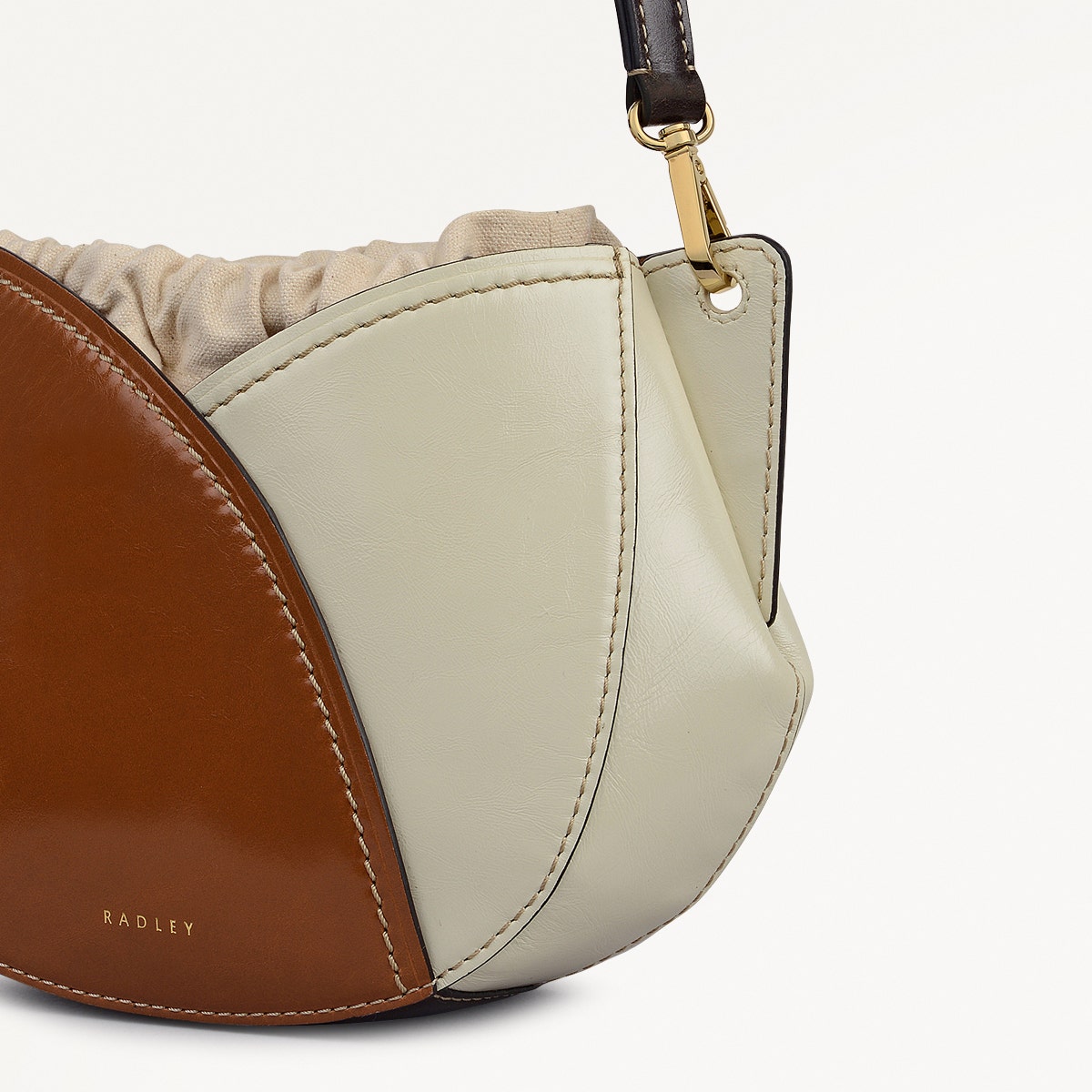 Tulip Street Leather Small Drawstring Cross Body Bag in Toffee - 112408