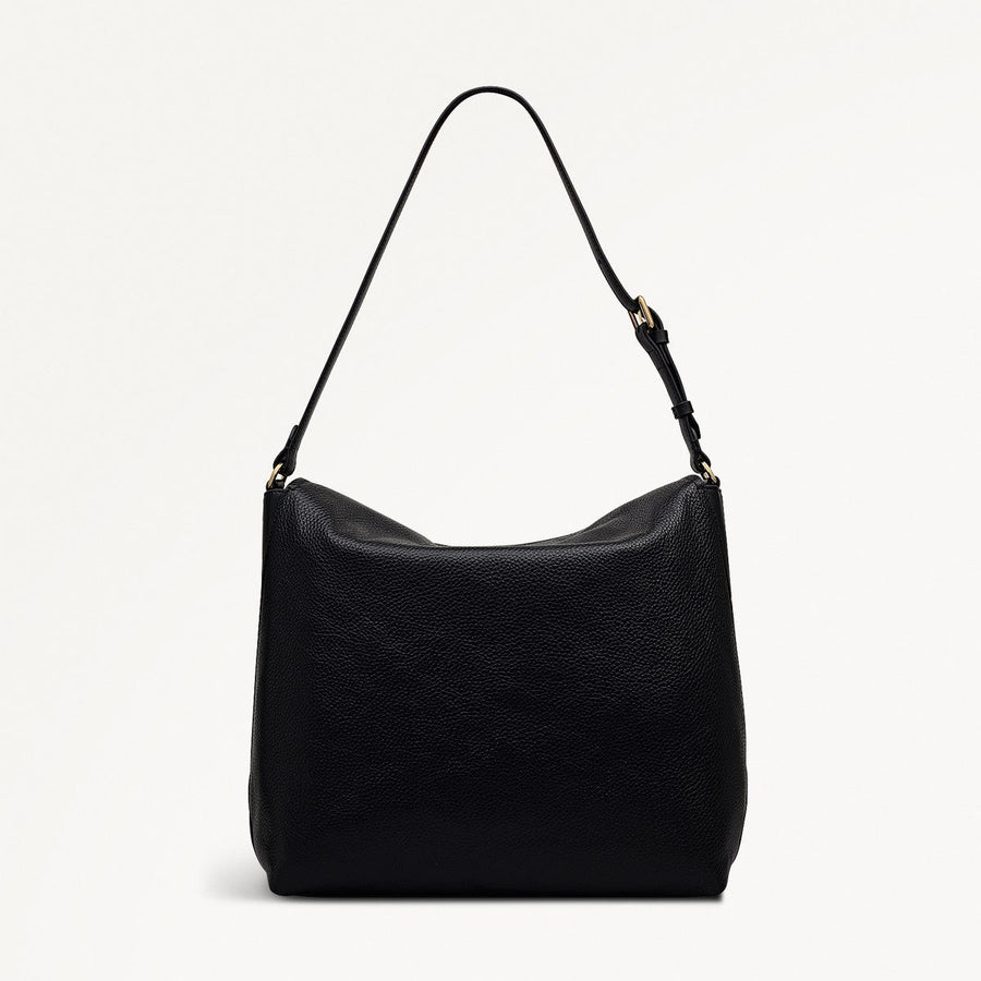 City Road Leather Large Flapover Shoulder Bag in Black - 112409