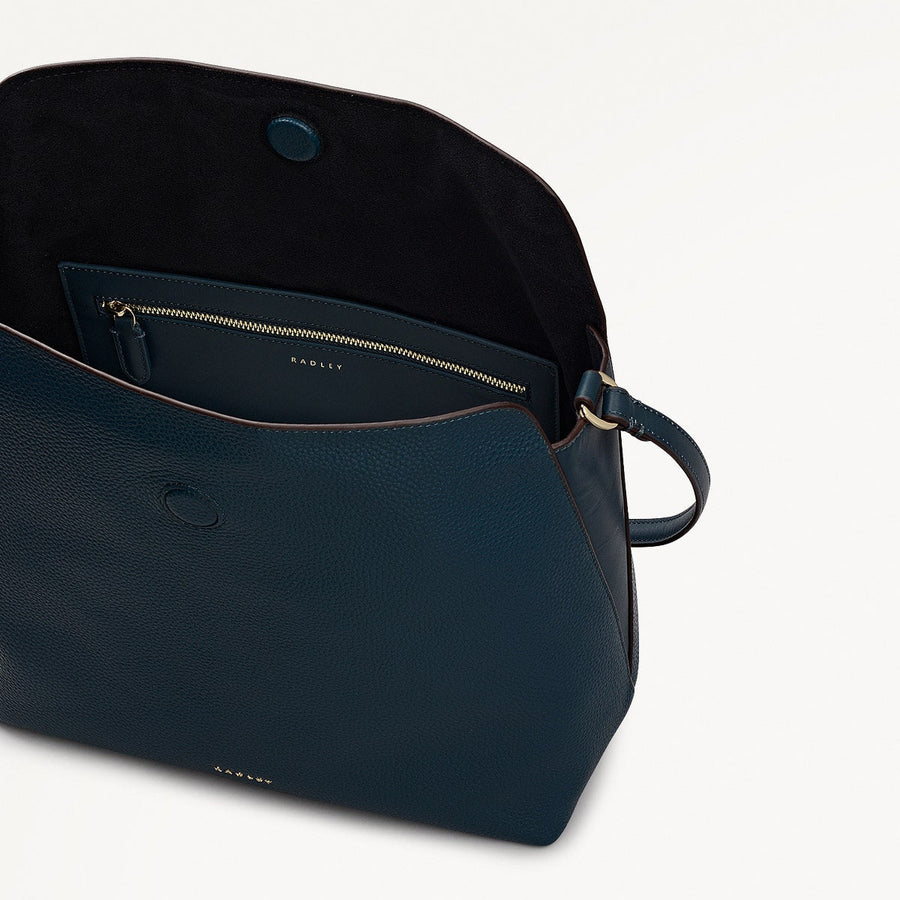 City Road Leather Large Flapover Shoulder Bag in Teal - 112410