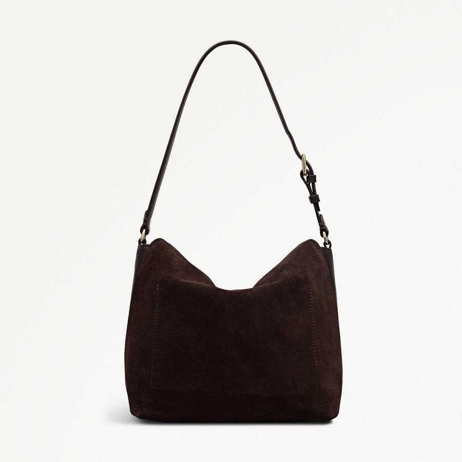 City Road - Suede Medium Flapover Grab Dark Oak - 112412