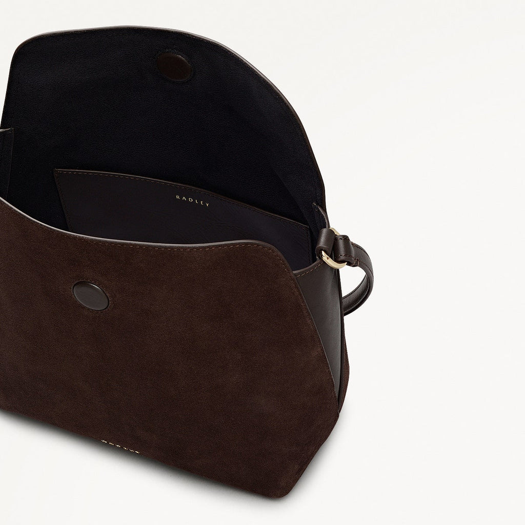 City Road - Suede Medium Flapover Grab Dark Oak - 112412