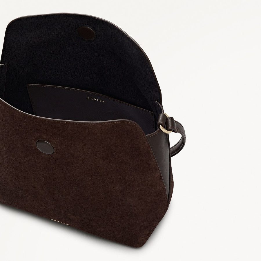 City Road - Suede Medium Flapover Grab Dark Oak - 112412