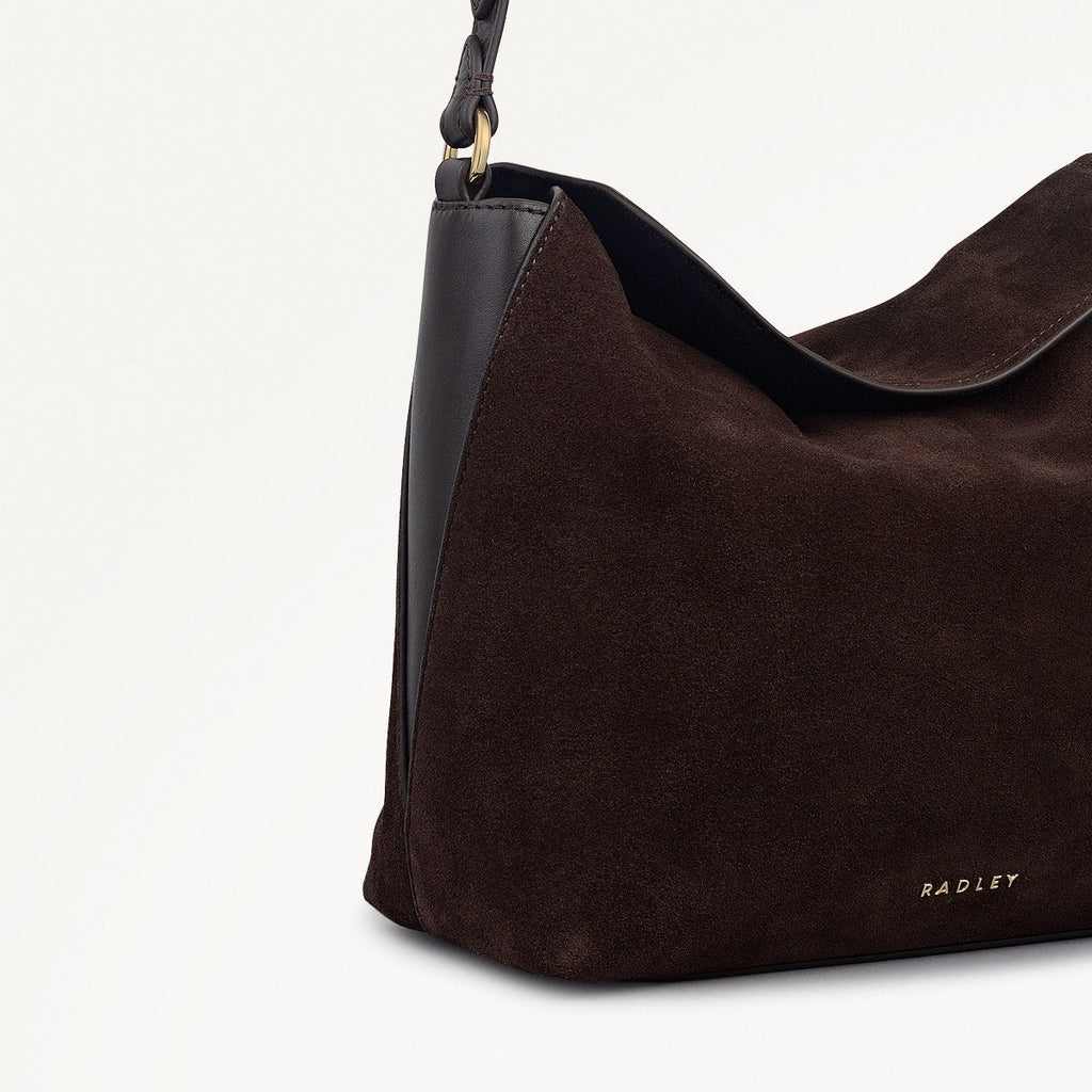 City Road - Suede Medium Flapover Grab Dark Oak - 112412