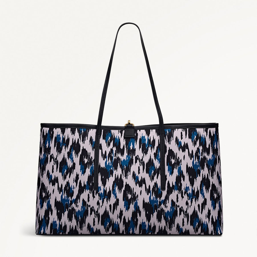 Addison Abstract Fabric Large Open Top Tote Bag in Teal - 112414