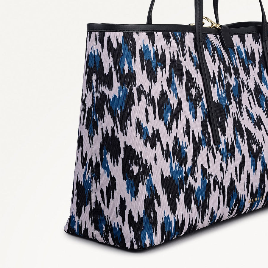 Addison Abstract Fabric Large Open Top Tote Bag in Teal - 112414