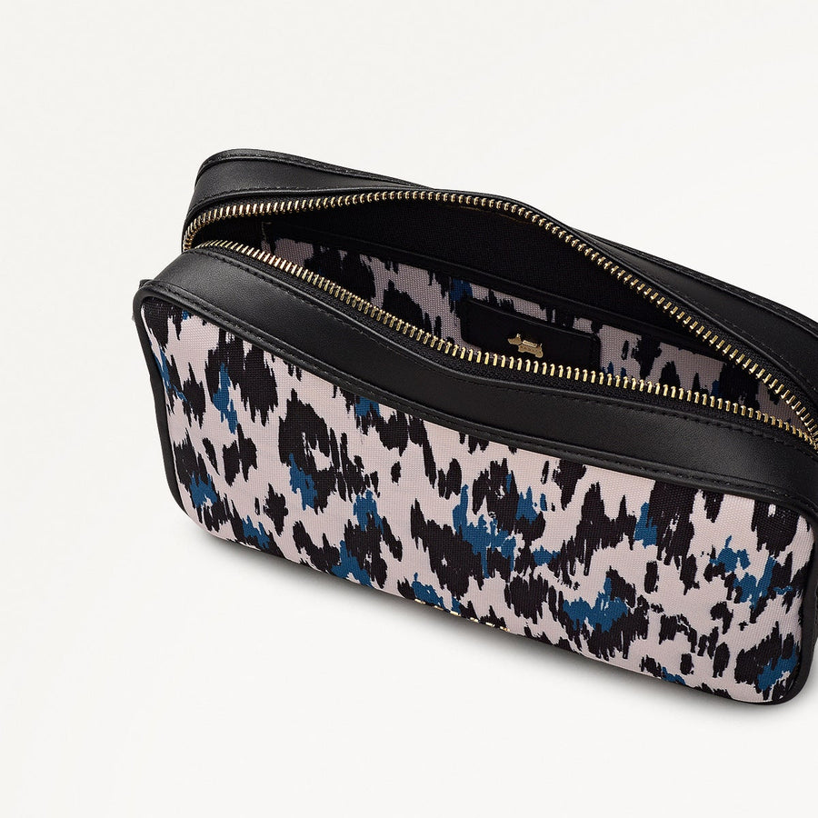 Addison Abstract Fabric Small Ziptop Cross Body Bag in Teal - 112416