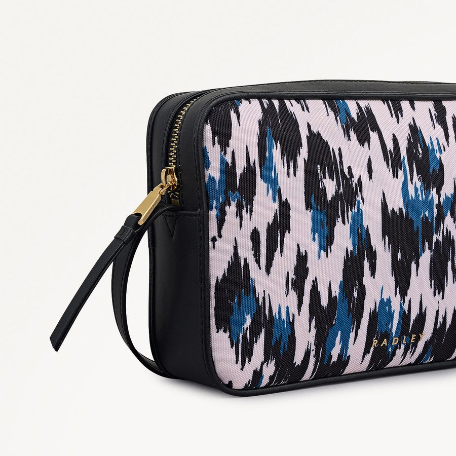 Addison Abstract Fabric Small Ziptop Cross Body Bag in Teal - 112416