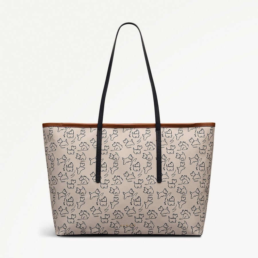 Sketch Street Fabric Large Open Top Tote Bag in Chalk - 112417