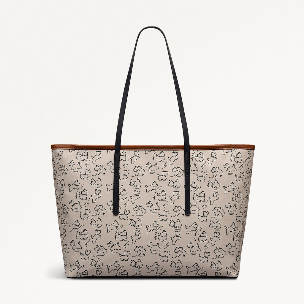 Sketch Street Fabric Large Open Top Tote Bag in Chalk - 112417