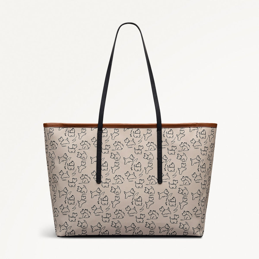 Sketch Street Fabric Large Open Top Tote Bag in Chalk - 112417