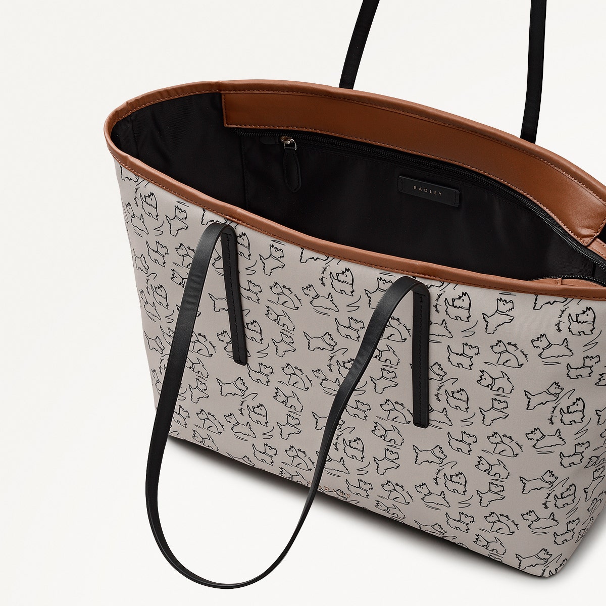 Sketch Street Fabric Large Open Top Tote Bag in Chalk - 112417