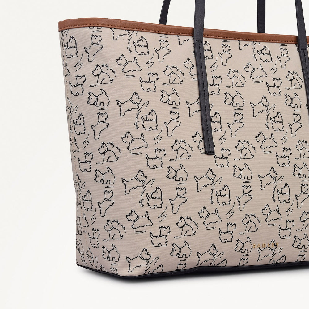 Sketch Street Fabric Large Open Top Tote Bag in Chalk - 112417