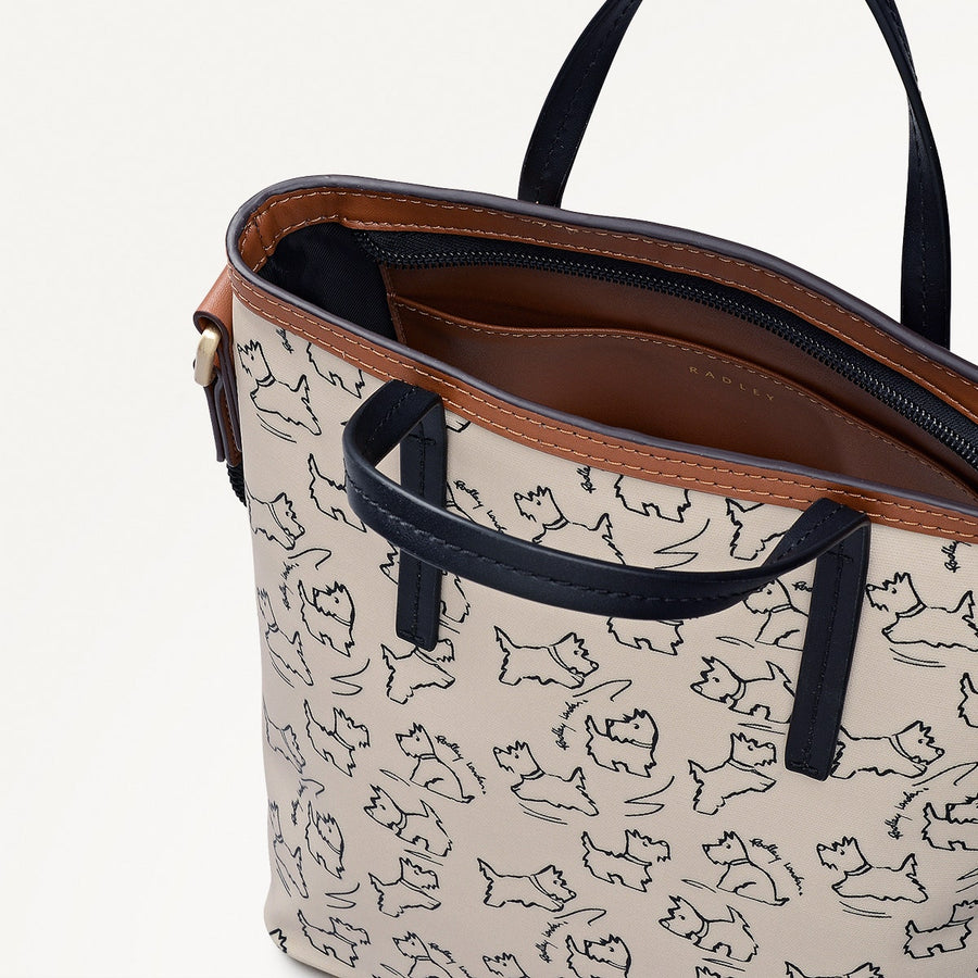 Sketch Street Fabric Small Ziptop Grab Bag in Chalk - 112418