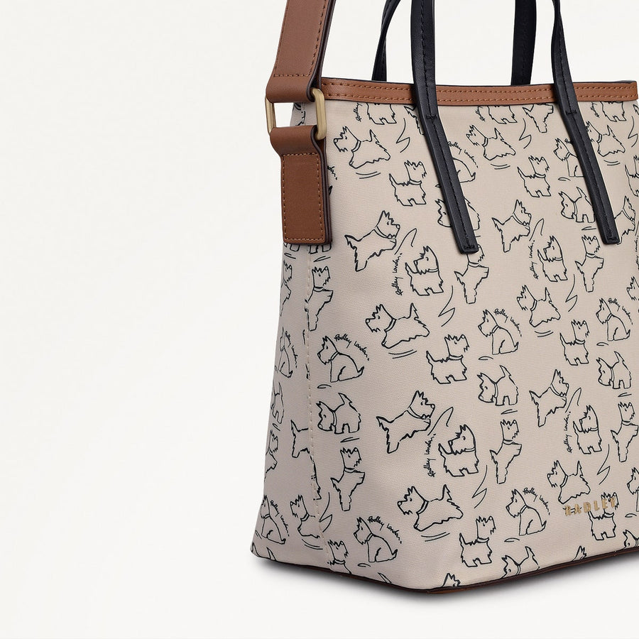 Sketch Street Fabric Small Ziptop Grab Bag in Chalk - 112418