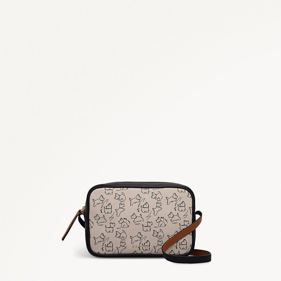 Sketch Street Fabric Small Ziptop Cross Body Bag in Chalk - 112419