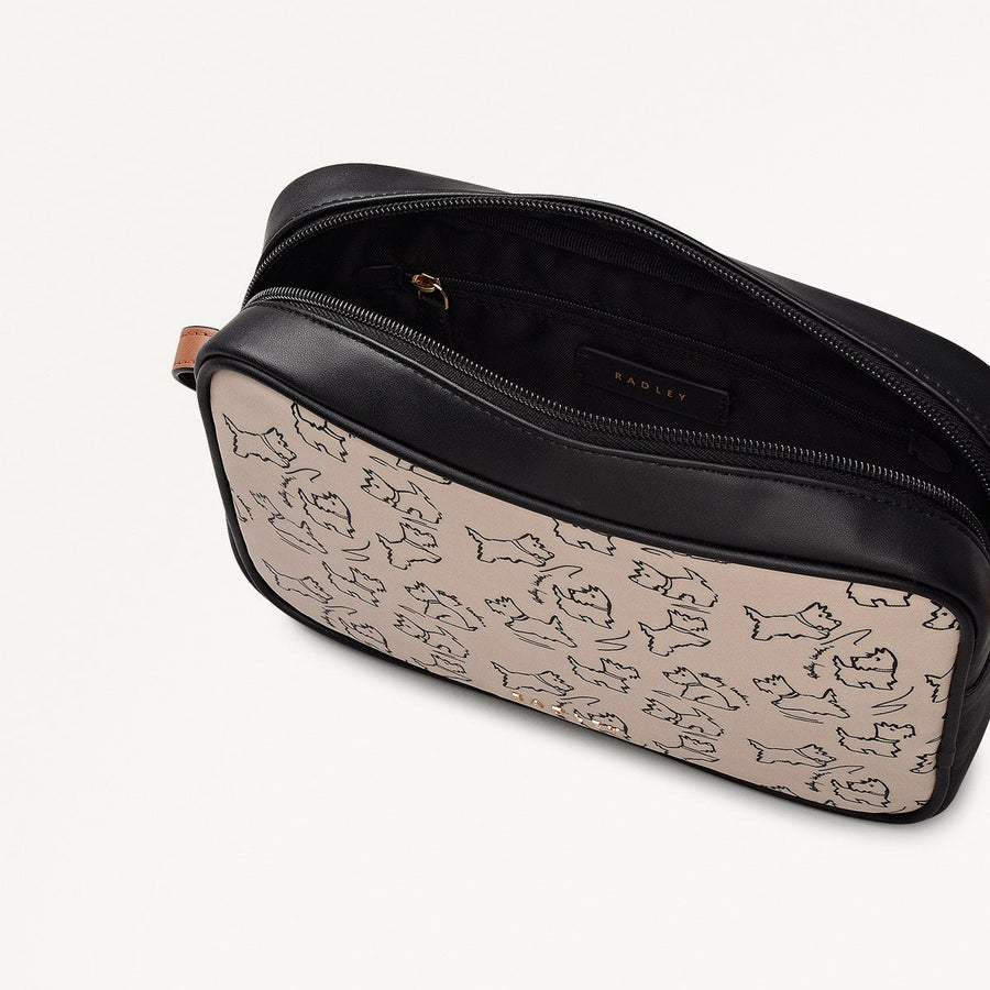 Sketch Street Fabric Small Ziptop Cross Body Bag in Chalk - 112419