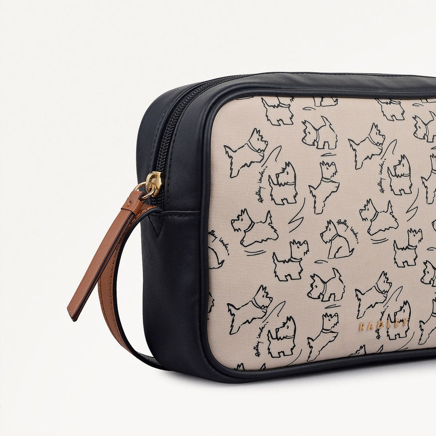 Sketch Street Fabric Small Ziptop Cross Body Bag in Chalk - 112419