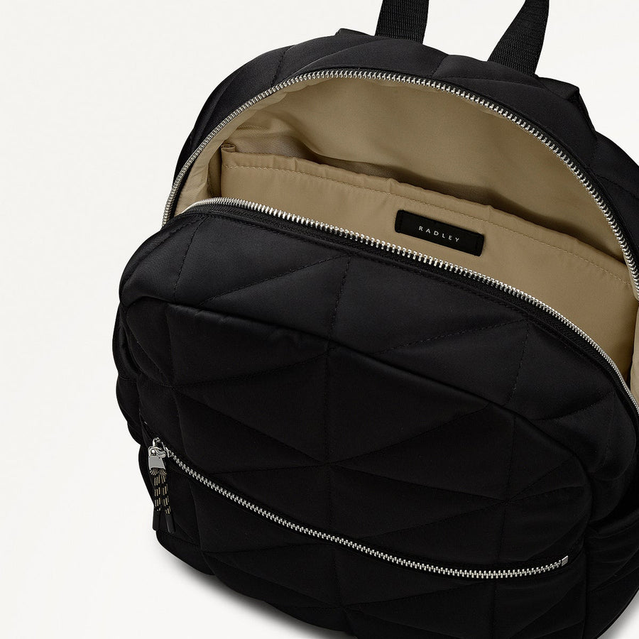 Danesfield Mews Fabric Large Ziptop Backpack in Black - 112421