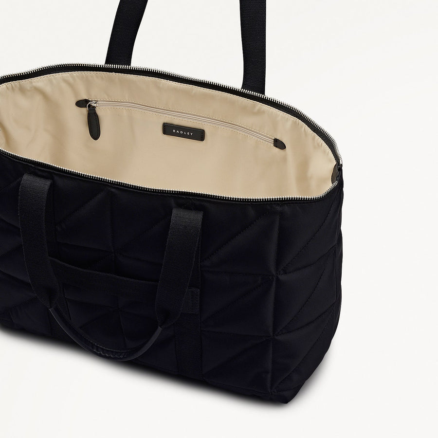 Danesfield Mews Fabric Large Ziptop Tote Bag in Black - 112422