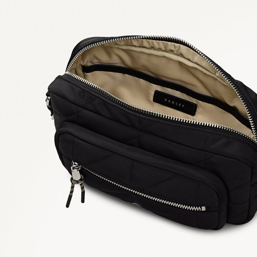 Danesfield Mews Fabric Mini Zip Around Cross Body Bag in Black - 112423