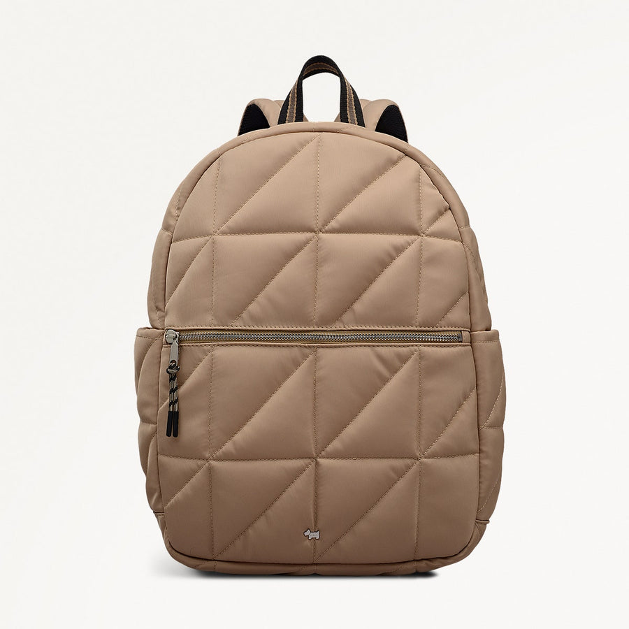 Danesfield Mews Fabric Large Ziptop Backpack in Stone - 112425