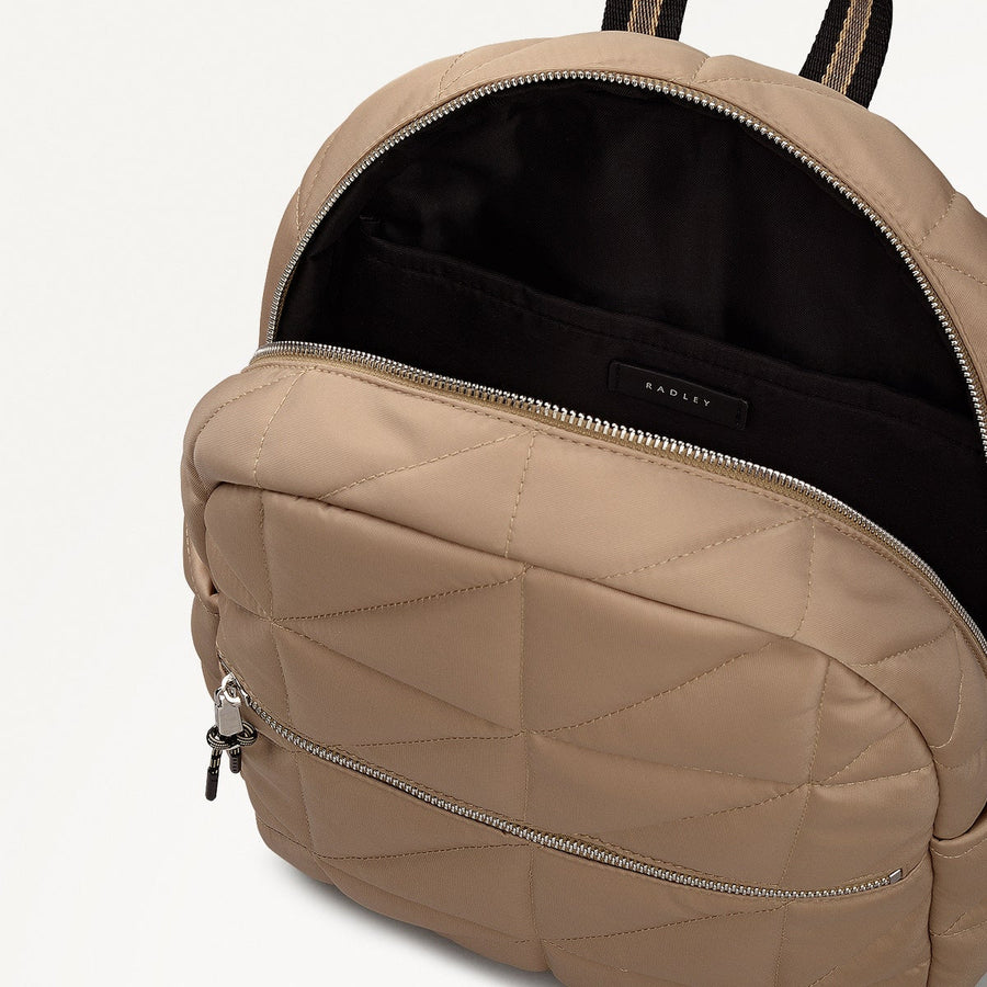 Danesfield Mews Fabric Large Ziptop Backpack in Stone - 112425