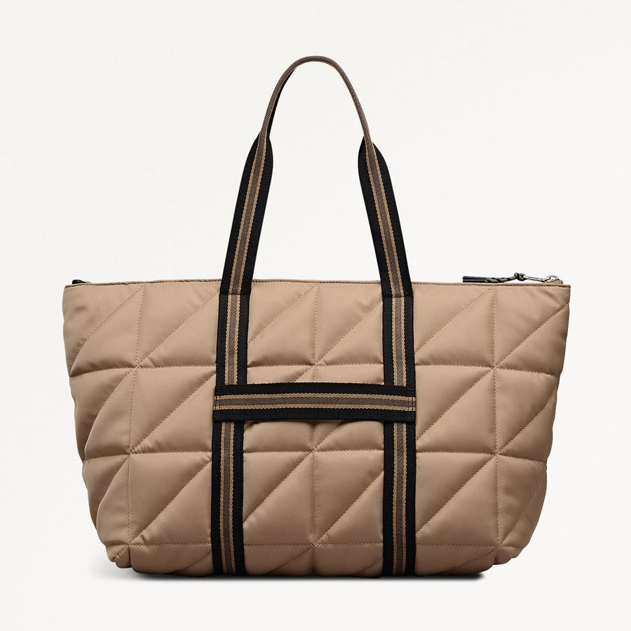 Danesfield Mews Fabric Large Ziptop Tote Bag in Stone - 112426