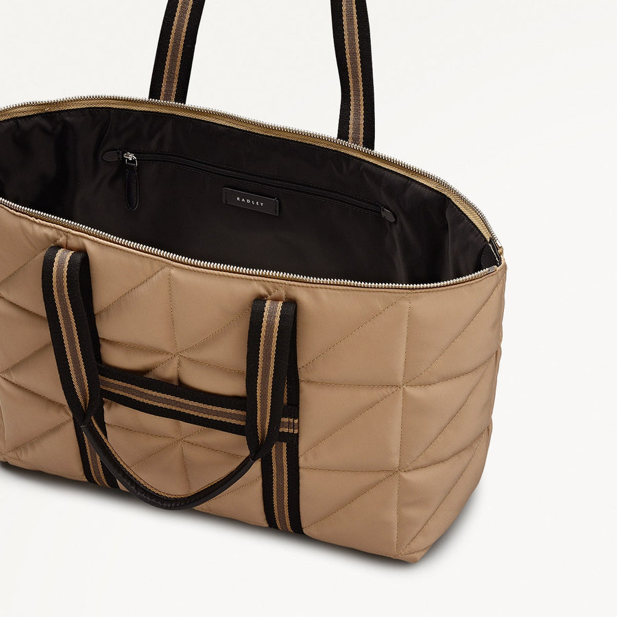 Danesfield Mews Fabric Large Ziptop Tote Bag in Stone - 112426