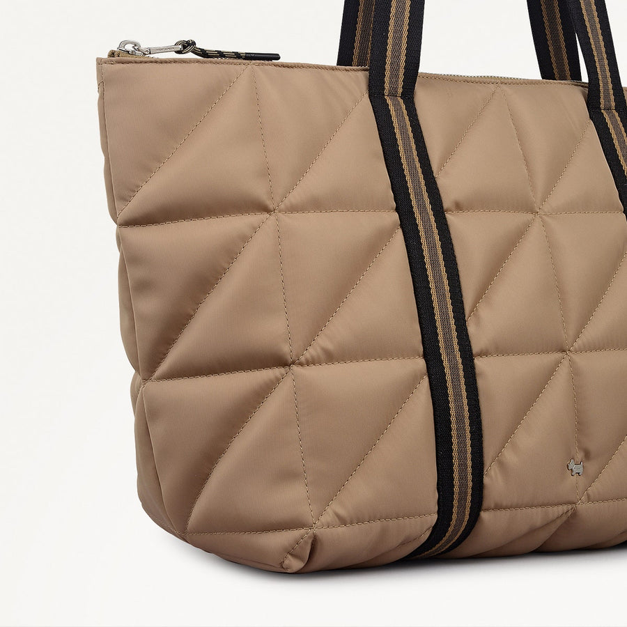 Danesfield Mews Fabric Large Ziptop Tote Bag in Stone - 112426