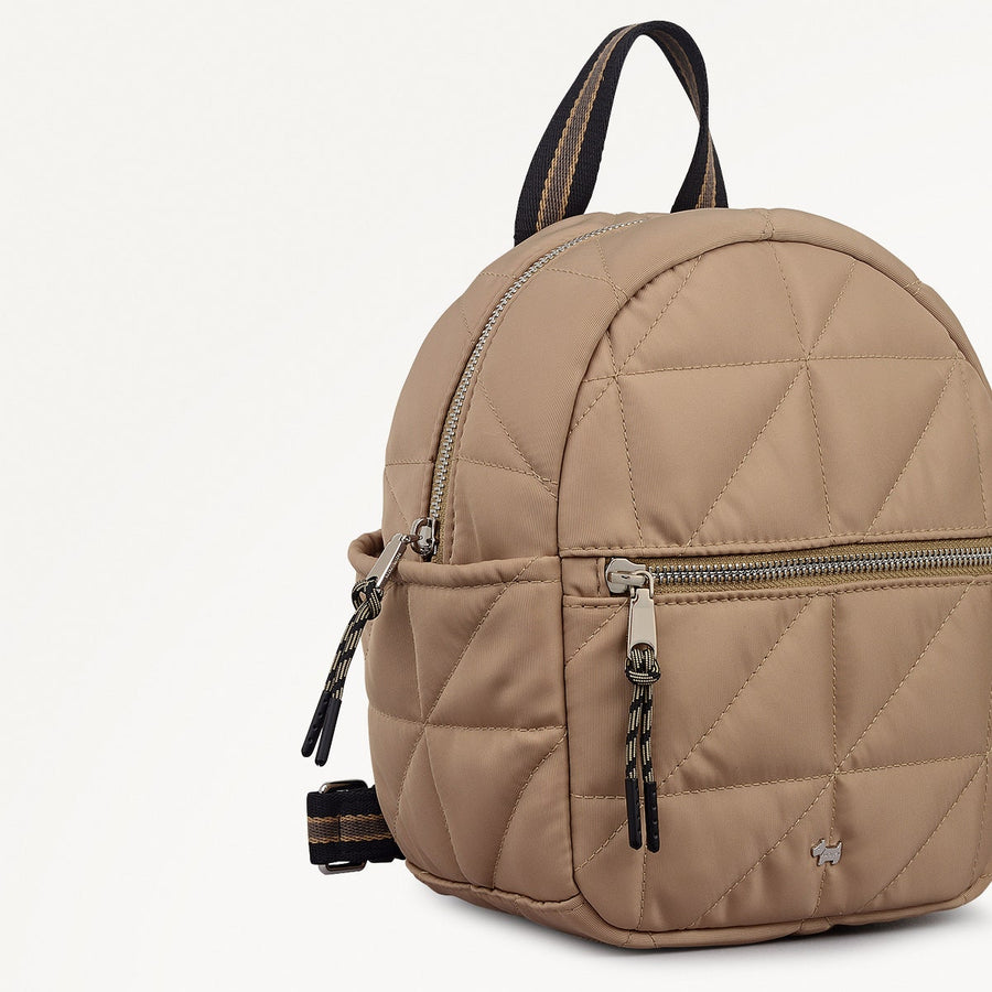 Danesfield Mews Fabric Mini Ziptop Backpack in Stone - 112428