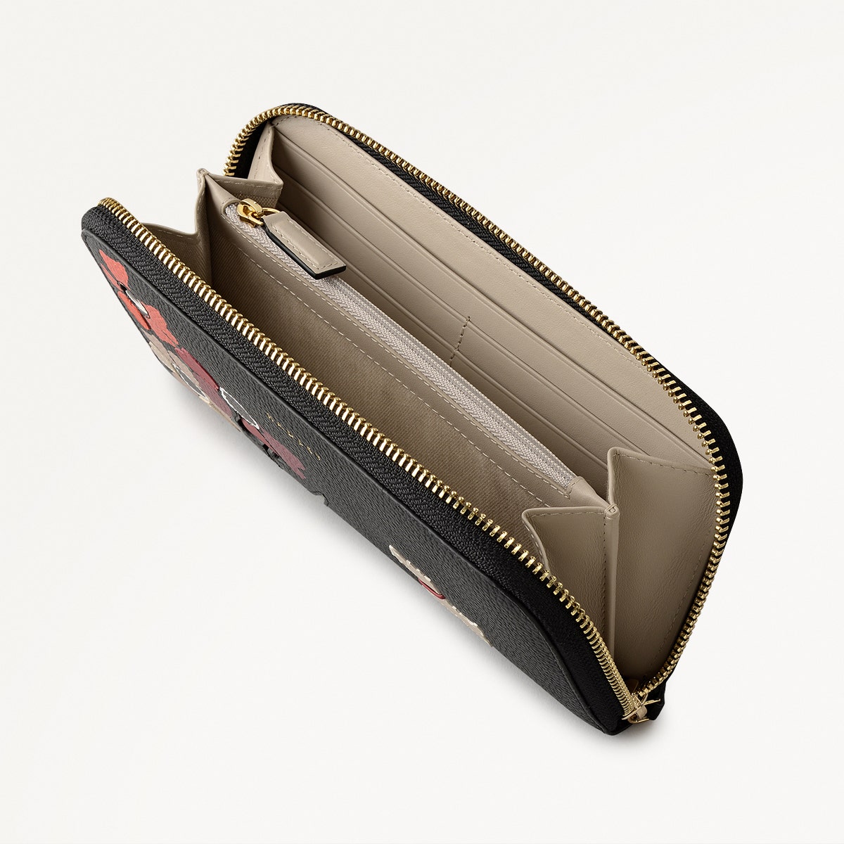 Floribunda Leather Large Zip Around Wallet in Black - 112444