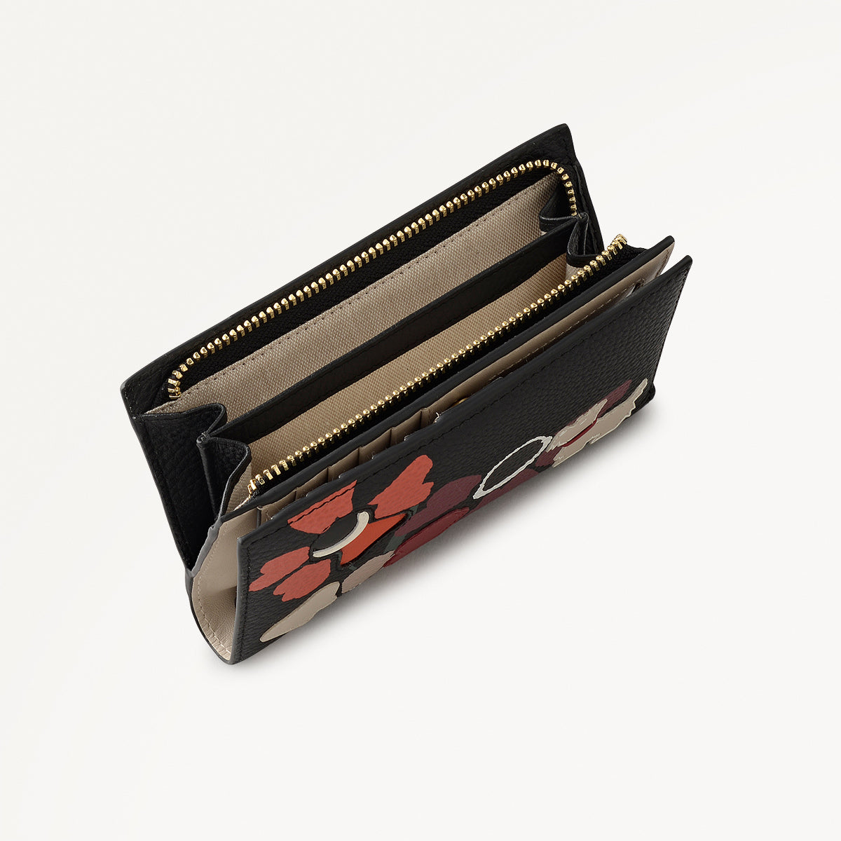 Floribunda Leather Medium Bifold Wallet in Black - 112445