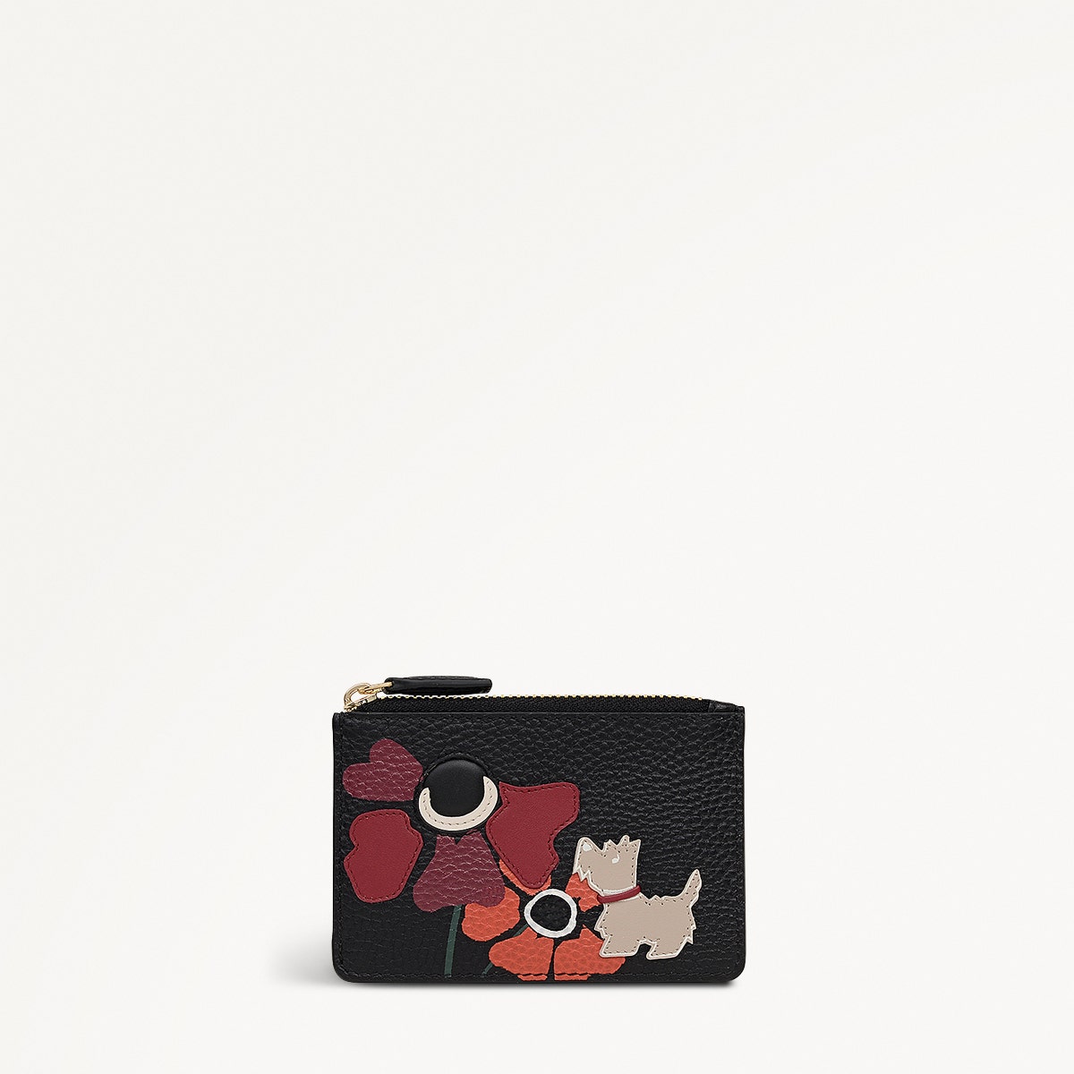 Floribunda Leather Small Ziptop Coin Purse in Black - 112446