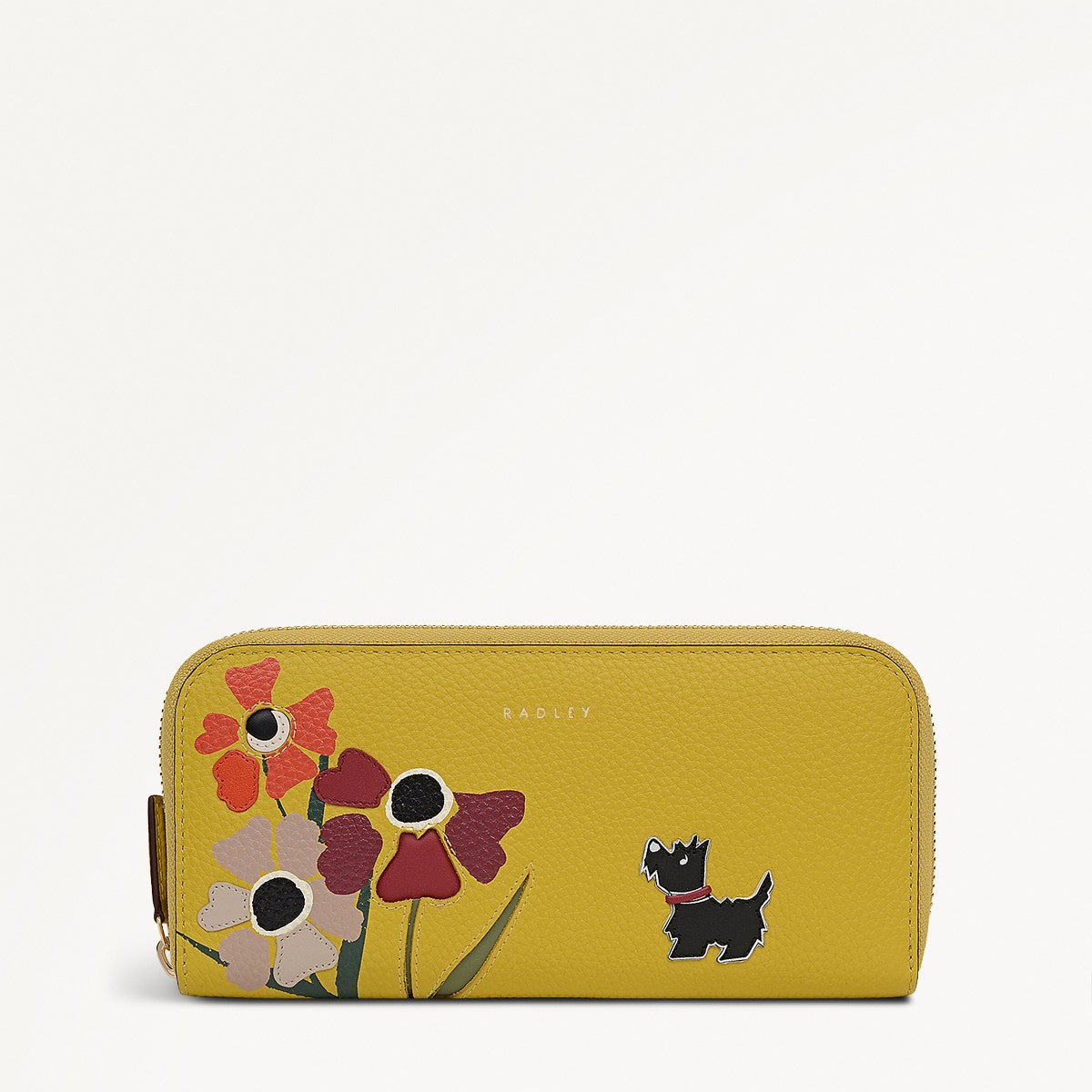 Floribunda Leather Large Zip Around Wallet in Ochre - 112447