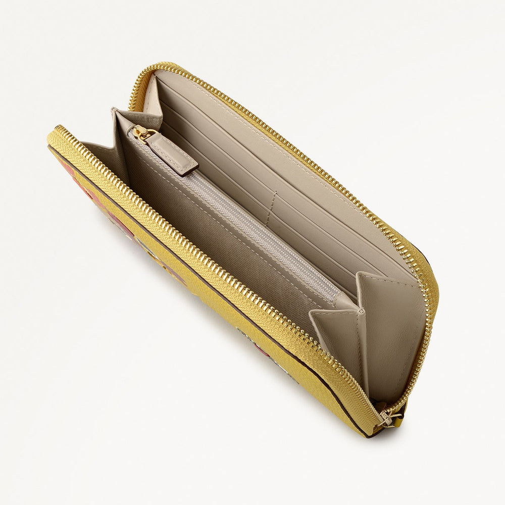 Floribunda Leather Large Zip Around Wallet in Ochre - 112447