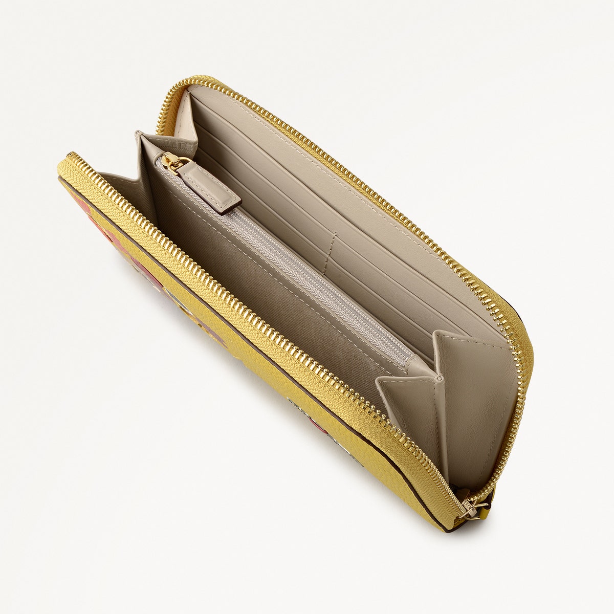 Floribunda Leather Large Zip Around Wallet in Ochre - 112447