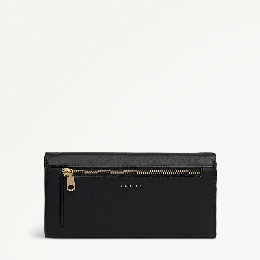St Pancras Lane Leather Large Flapover Wallet in Black - 112451