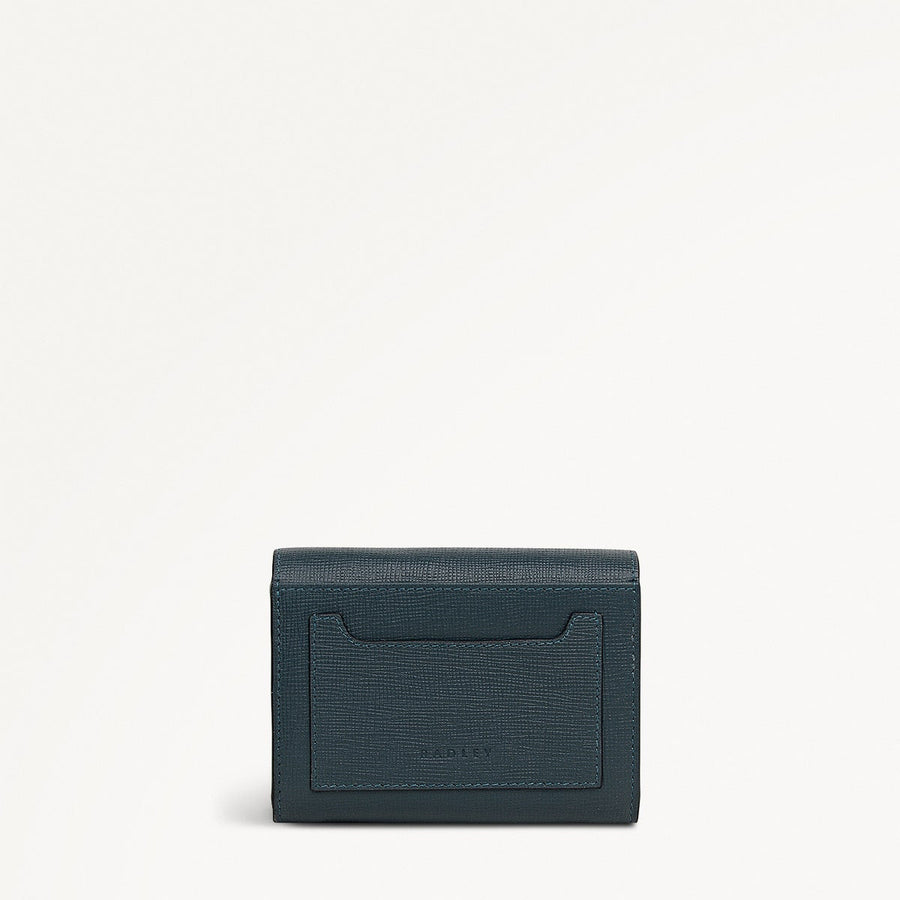 St Pancras Lane Leather Small Flapover Wallet in Teal - 112452