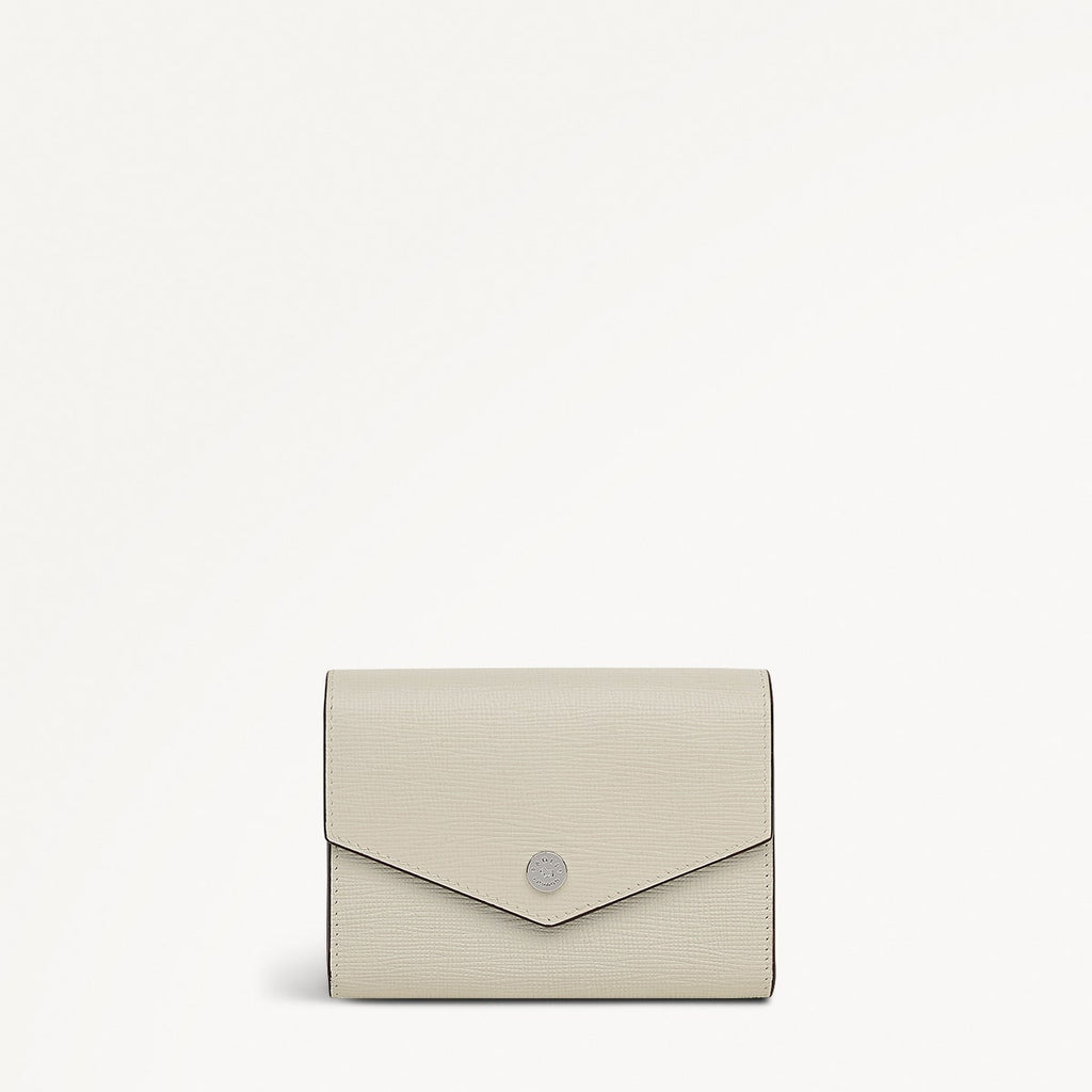 St Pancras Lane Leather Small Flapover Wallet in Snow - 112453