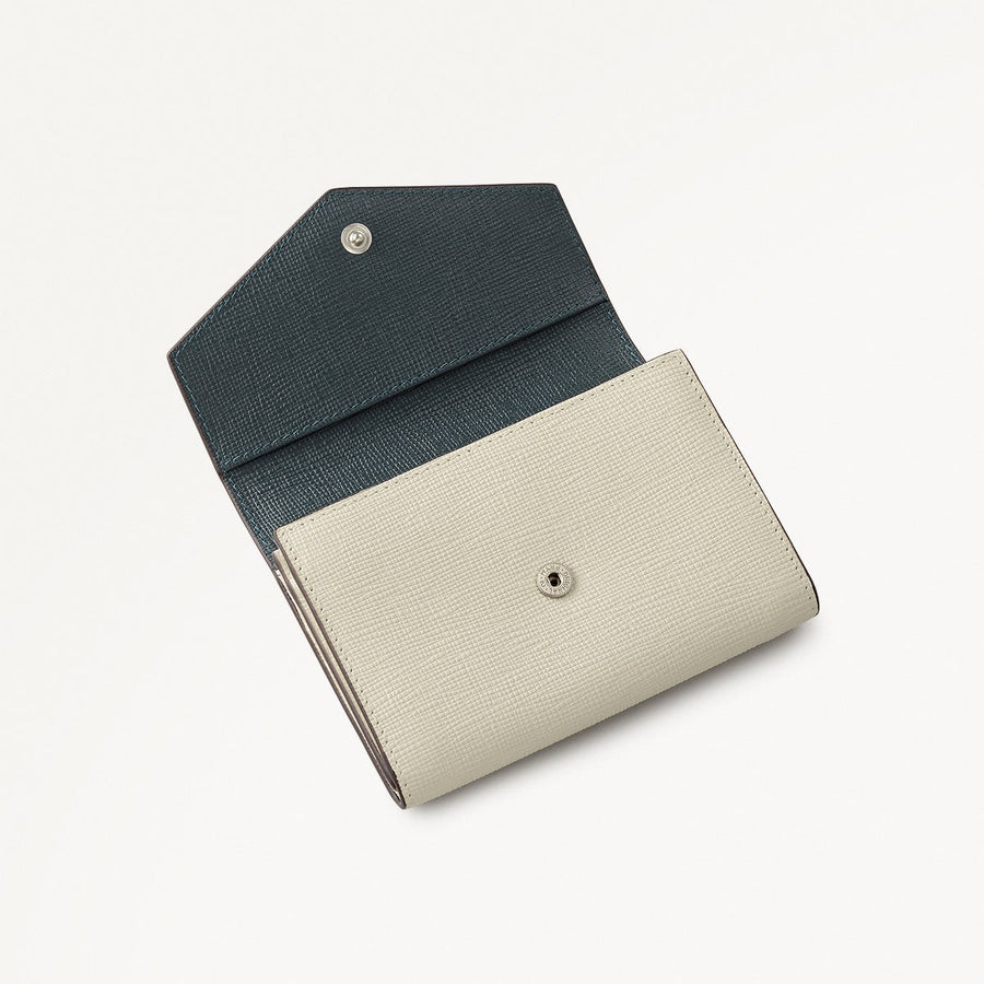 St Pancras Lane Leather Small Flapover Wallet in Snow - 112453