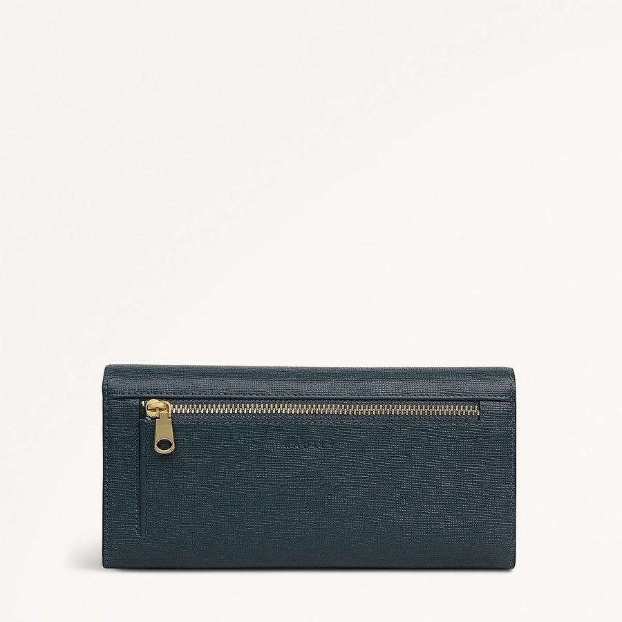 St Pancras Lane Leather Large Flapover Wallet in Teal - 112454