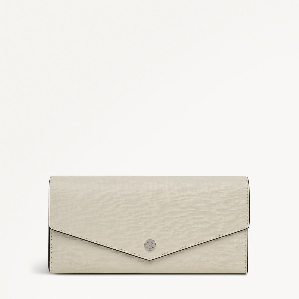 St Pancras Lane Leather Large Flapover Wallet in Snow - 112455