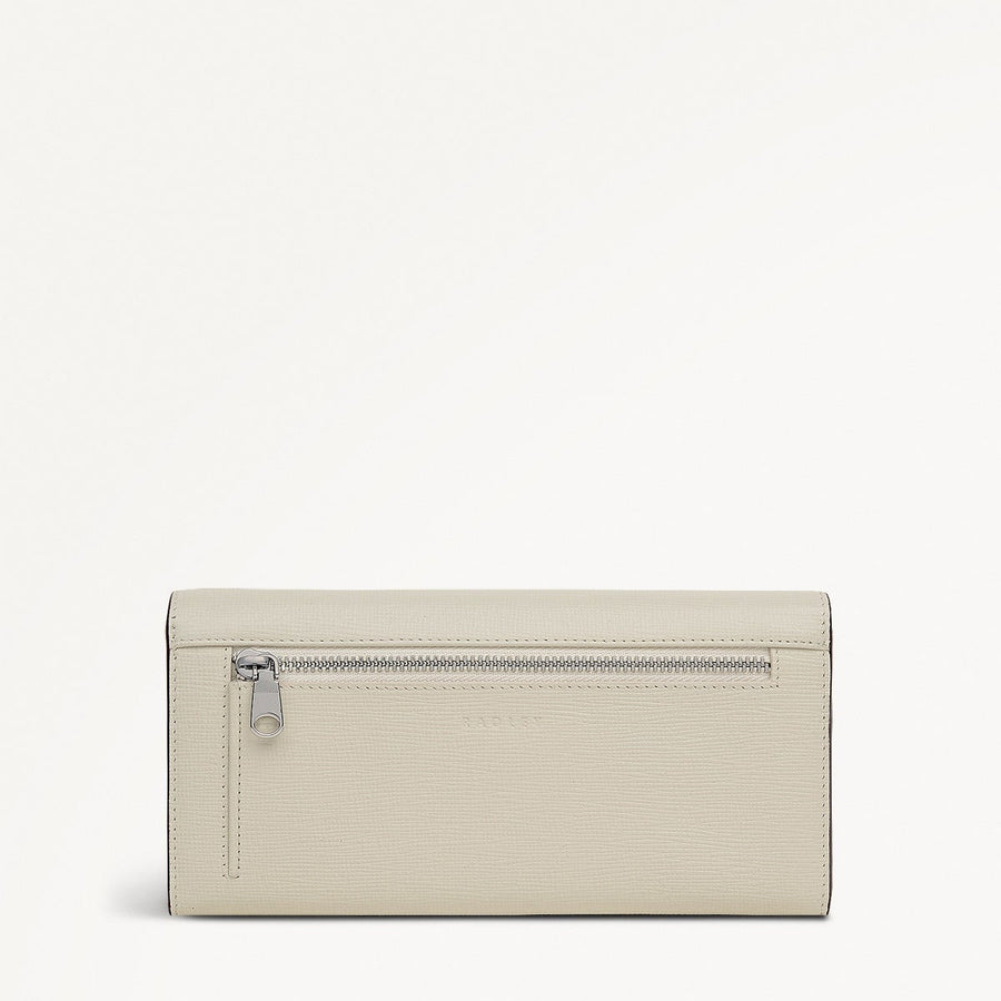 St Pancras Lane Leather Large Flapover Wallet in Snow - 112455