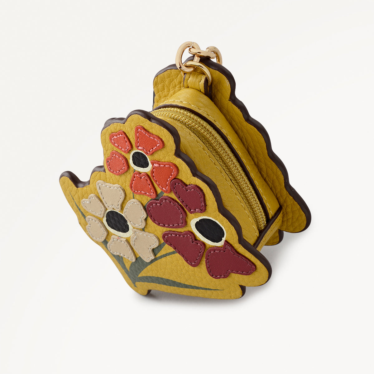 Floribunda Leather Small Coin Purse in Ochre - 112461