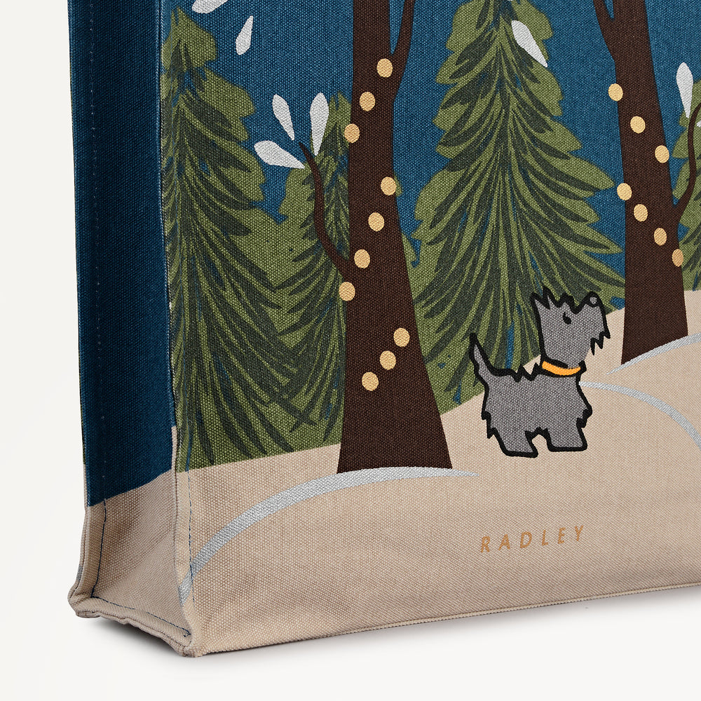 Winter Tales Fabric Medium Open Top Tote in Teal - 112466