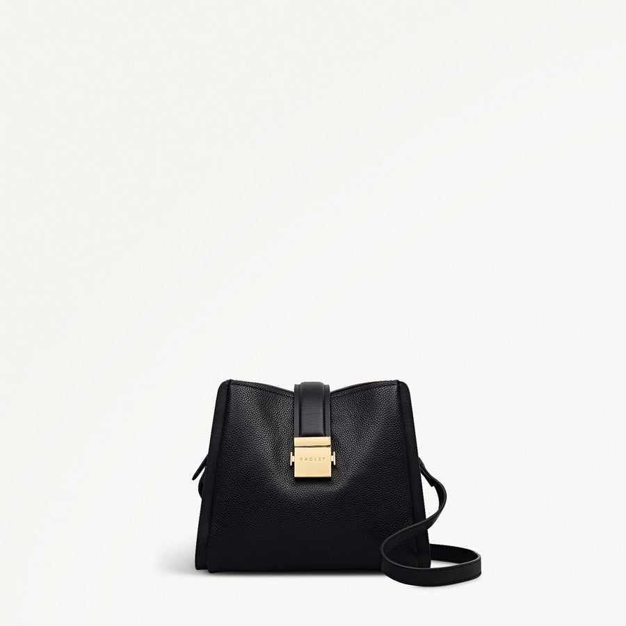 Sloane Mews Leather Small Ziptop Cross Body Bag in Black - 112468