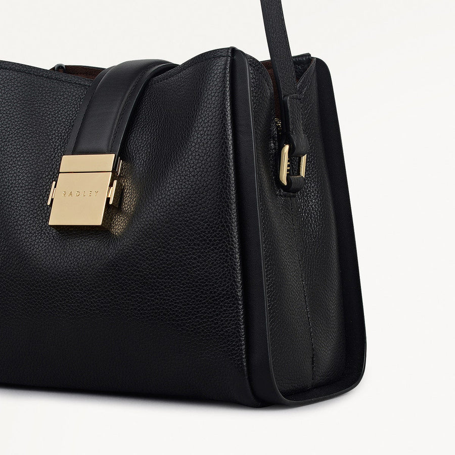 Sloane Mews Leather Small Ziptop Cross Body Bag in Black - 112468