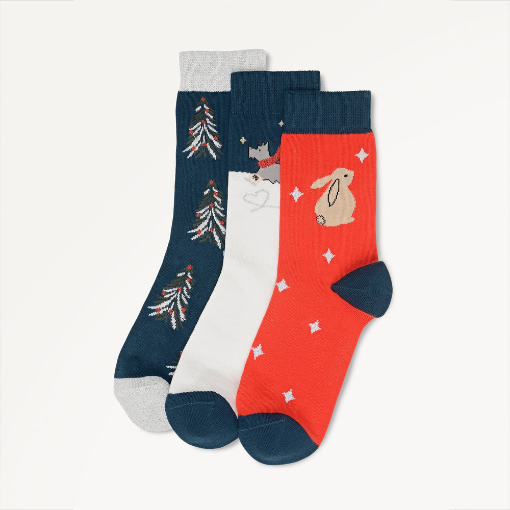 An Ice Day Fabric Sock Set in Teal - 112472