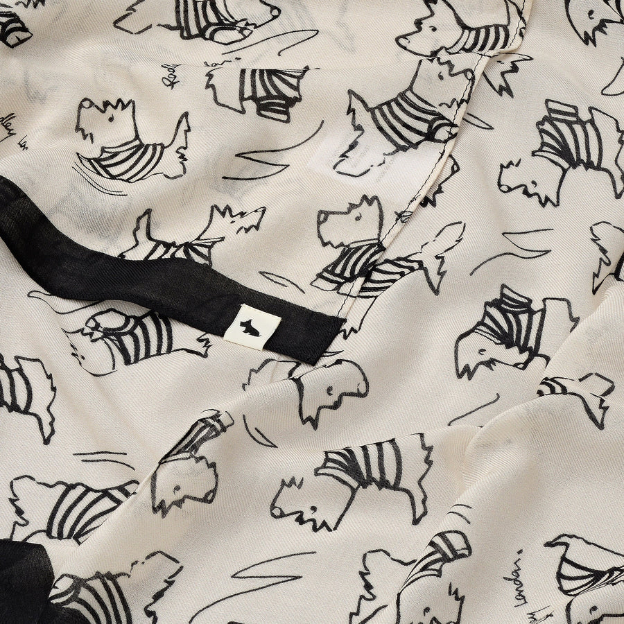 Sketchy Dog Fabric Scarf in Chalk - 112487