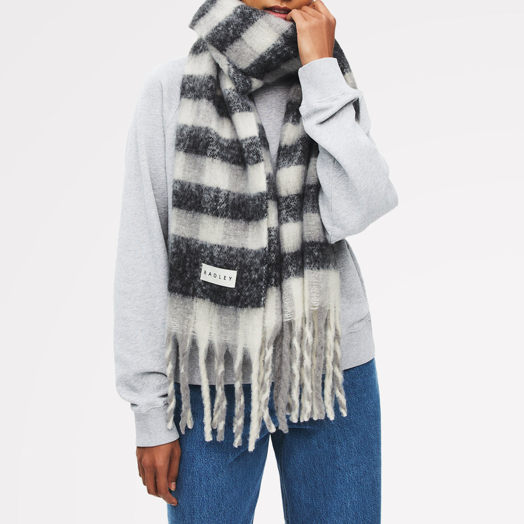 Radley Check Fabric Scarf in Ash - 112491